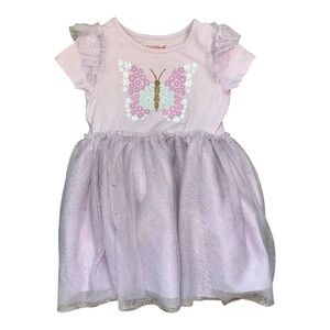 Cat & Jack Purple Floral Butterfly Dress w Glitter Twirl Skirt, 4T Toddler Girl